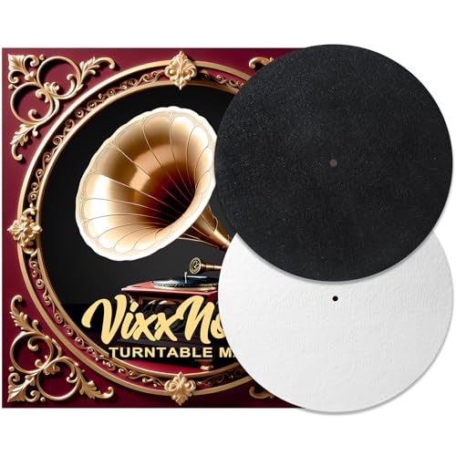 VixxNoxx 2pcs 12 Inch Wool Record Player Felt Mats – Anti-Static Turntable Slipmat, Shock Absorbing and Protective Pad for Phonograph Turntables, Improves Audio Performance