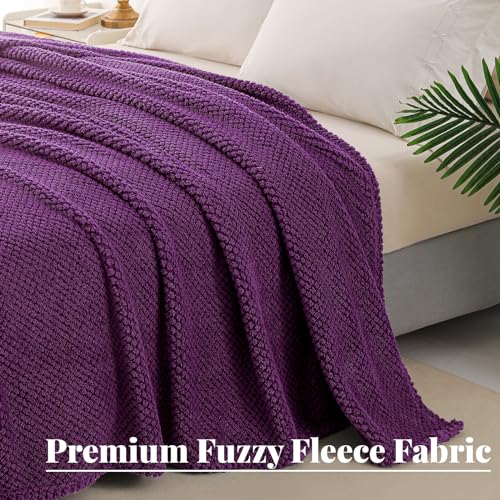 Whale Flotilla Fleece Blanket for Sofa, Flannel Bed Blanket, Soft, Fluffy, Lightweight and Warm for All Seasons, 220 x 240 cm, Purple