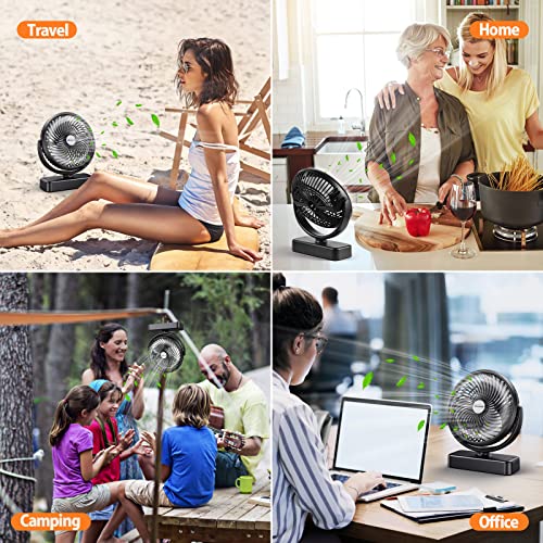 10000mAh Battery Operated Camping Fan with LED Light-7 inch USB Fan ...