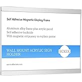 ECKEK Wall Mount Acrylic Sign Holder Self Adhesive Magnetic Display Frame Clear Document Frame for Office, Store, School, Home, Wall Picture Frame (Horizontal A5 148×210mm/5.83×8.27inches)