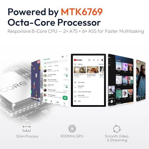 14.1 Inch Android Tablet, 2025 Large Screen Tablet with 1080P IPS FHD Big Display, 10000mAh Long-Lasting Battery, 8-Core Processor, 6GB RAM 128GB ROM (1TB Expand), WiFi, Durable Metal Frame, Gold