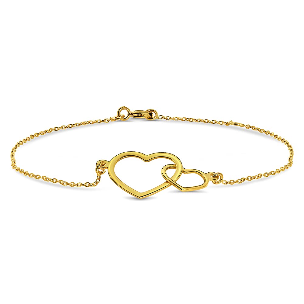 Miore 9 kt Yellow Gold Double Heart Bracelet for Women