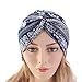 DECOU Elephant Printed Twist Pleated Hair Wrap Stretch Turban E234 (Navy)