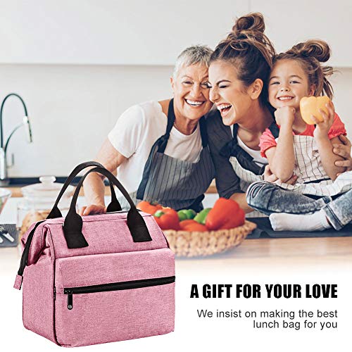 Srise Lunch Box Insulated Lunch Bag For Men & Women Meal Prep Lunch Tote Boxes (Red pink)