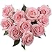 famibay 10pcs Artificial Flowers Rose Bouquets Vantage Fake Silk Rose Flowers with Leaf and Plastic Stem for Home Wedding Party Mother's Day Garden Hotel Decoration Pink