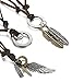 FIBO STEEL 3 Pcs Alloy Vintage Pendant Necklace for Men Women Leather Chain Adjustable