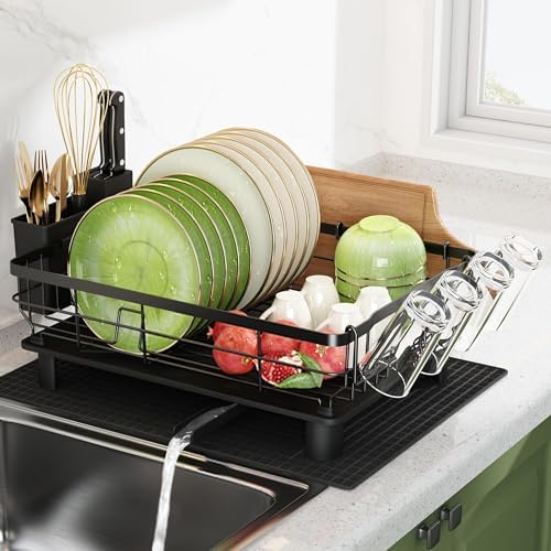 Escurreplatos Acero Inoxidable de Cocina con Drenaje Automático