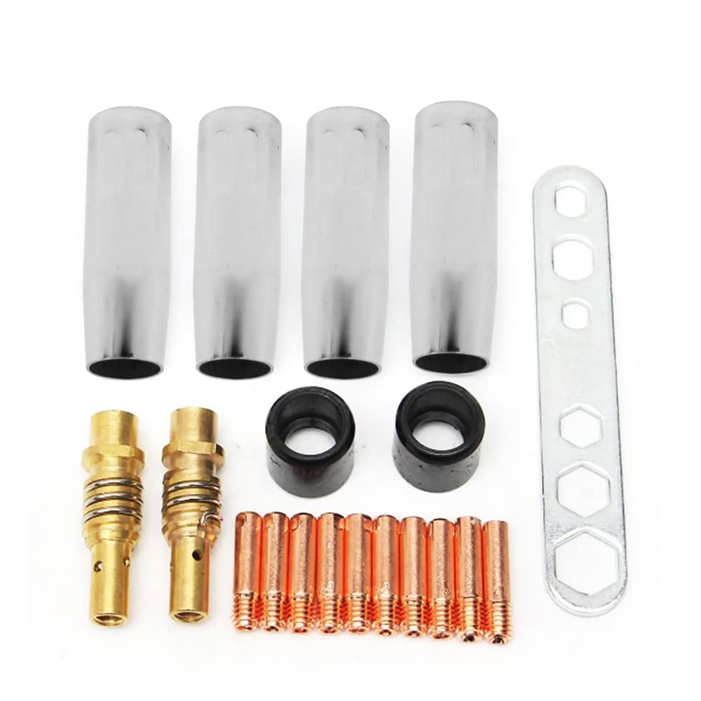 Tiardey 19pcs MB15 15AK Contact Tip& Tips Holder Difuser & Shield cup & Torch Neck Welding Torch