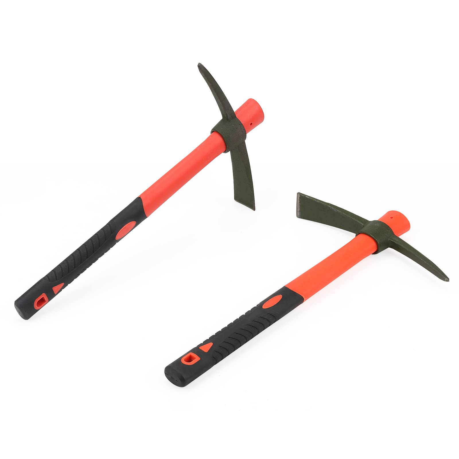 KEILEOHO 2 PCS 15 Inch Garden Pick Mattock, 38x23cm Red Small Mattock Pickaxe with Handle, Garden Mattock for Gardening