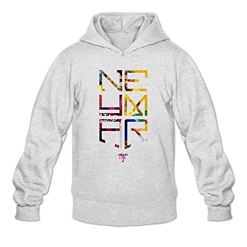 QDYJM Men's Neymar JR Logo Soccer Hoodie- S Ash
