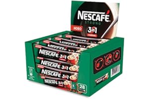 NESCAFÉ Nescafe 3 in 1 Strong Instant Coffee Single Packets, (Pack of 28)