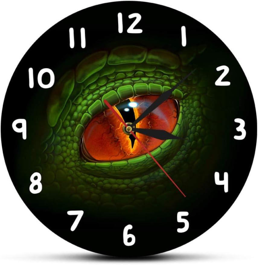 JHLP Grüne Dino Dragon Eye Fantasy Gothic Wanduhr Monster Augapfel