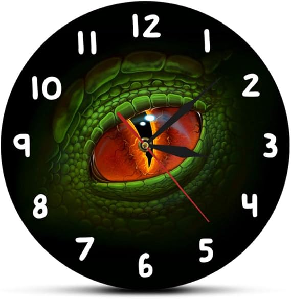 JHLP Grüne Dino Dragon Eye Fantasy Gothic Wanduhr Monster Augapfel