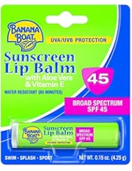 Banana Boat Sunscreen Aloe Vera with Vitamin E Broad Spectrum Sun Care Sunscreen Lip Balm - SPF 45, 0.15 Ounce