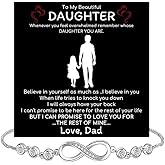 SUTERY To My Daughter Necklace from Mom and Dad, Cubic Zirconia Pendant with Message Card & Gift Box, Jewelry Gift for Daughter Birthday, Graduation, Christmas from Parents