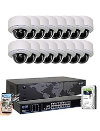 GW Security AutoFocus 4K (8MP) Sistema de cámara IP, 16 canales H.265 4K NVR, 16 x 8 MP UltraHD 3840x2160 cúpula POE Cámara de seguridad 4X Zoom óptico motorizado para exterior en interiores