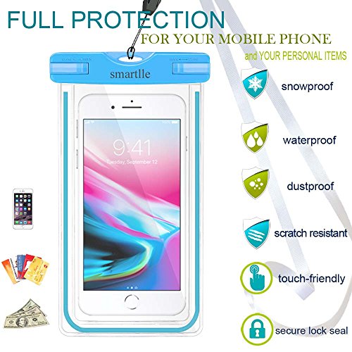 image for smartlle Waterproof Phone Pouch, 2 Pack IPX8 Cellphone Dry Case Bag fo