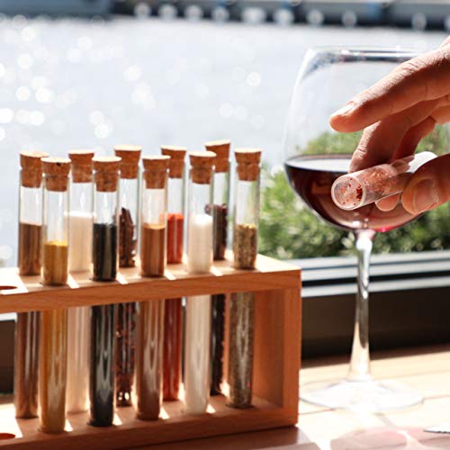 Chemistry Spice Rack Set 12 Glass Test Tubes with Cork Stoppers Wooden Herb Organizer Elegant Kitchenware, Seasoning Container - Thumbnail 6
