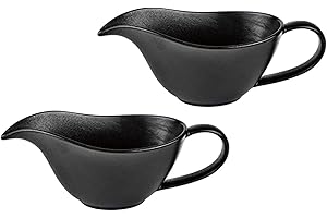 Sizikato Set of 2 Classic Porcelain Easy Pour Gravy Sauce Boat Creamer Pitcher. 7 Oz
