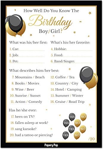 Birthday Games How Well Do You Know The Birthday Boy Or Girl Pack Of 50