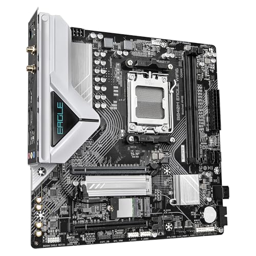 GIGABYTE Placa-mãe B840M Eagle WIFI6 - processadores AMD Ryzen 9000, 5+2+2 VRM, até 7600MHz DDR5 (O.C.), 1 x M.2 PCIe 4.0 + 1 x M.2 PCIe 3.0, Wi-Fi 6, LAN 2,5 GbE, USB 3.2 Gen 1