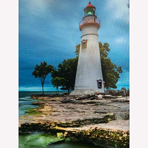 RGANT Full Square Drill Diamond Painting,5D DIY Resin Embroidery Arts Craft Paint by-Number Kits Cross Stitch for Home Decoration-Seaside Lighthouse