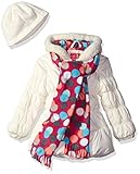 Pink Platinum Girls' Puffer Jacket with Multi Dots Lining and Accessories