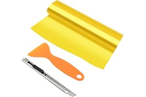 EATAKWARD 12” X 48” (Glossy Yellow) Self Adhesive Vinyl Film Sticker Sheet Roll, Tint Vinyl Wrap Film Roll with Squeegee Cutt