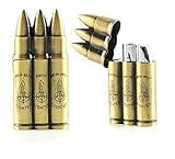 New Novelty Design Three Bursts of Bullets Style Metal Refillable Gas Cigar Cigarette Windproof Lighter(+Gift Cartoon Sticker 2 PCS)