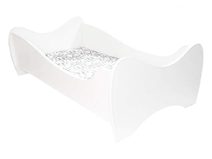 Alcube | Kinderbett White Swing weiß | 160 x 80 cm | mit Rausfallschutz, Lattenrost und Matratze | MDF beschichtet