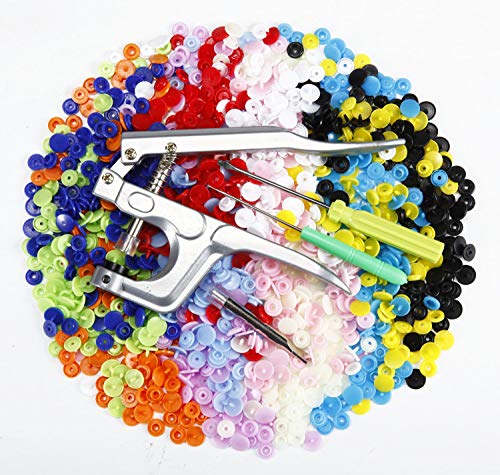 TommoT Plastic Snaps and Pliers Set,300 Sets T5 Plastic Buttons No-Sew Snap Fastener Setter for Sewing and Crafting