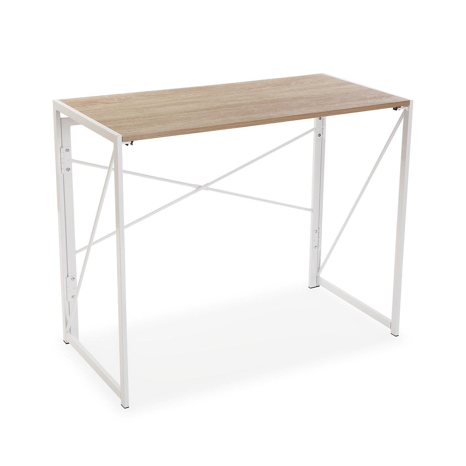 Versa Jack Desk Table for the Computer, Table for the Room or Study, Folding, Measurements (H x L x W) 74 x 45 x 90 cm, Wood and Metal, Colour White