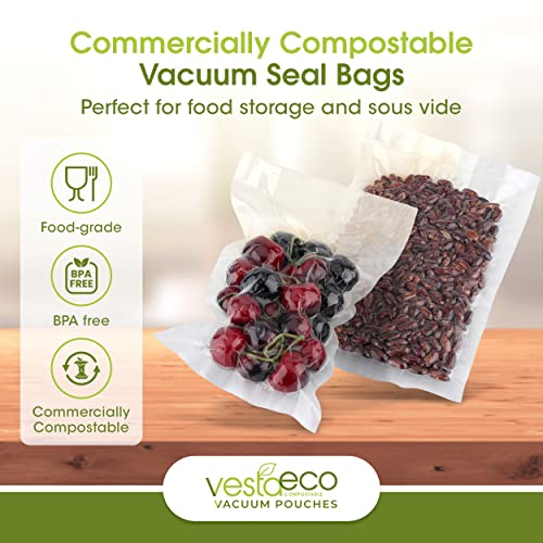 VestaEco Compostable Vacuum Seal Bags Extend Freshness Embossed
