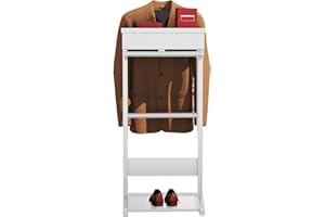 ODUWA Valet Stand for Men,Black Clothes Valet Stand with Top Tray,Flip-up Storage Compartment,Using in Entryway,Office,Bedroom,Living Room
