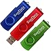 SumDuta 16GB USB 2.0 Flash Drive Swivel Design Thumb Drives Jump Drive Fold Storage Memory Stick (3Pack Blue Green Red)
