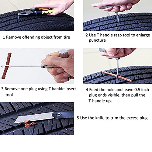 DAIFUQIHUA Tire Repair kit, Tire Plug kit, Flat Tire Repair Kit, Car tire Repair kit to fix a Flat, Suits Cars, Motorcycles, Trucks, ATV, UTV, Jeeps, 11 Pcs