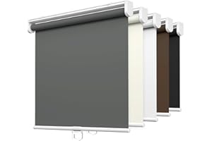 LazBlinds No Tools No Drill Cordless Roller Shades, 100% Blackout Roller Blinds for Windows, Thermal Insulated UV Protection Waterproof Roll Up Window Blinds and Shades, 30'' W x 48'' H, Grey