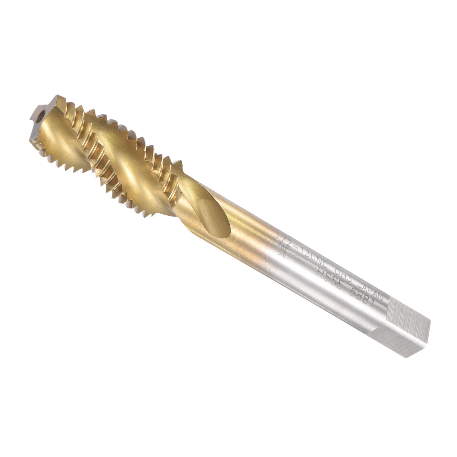 CoCud Spiral Flute Threading Tap, 1/2-13 UNC Thread Size 3 Flutes, High Speed Steel Tapping Tool - (Applications: for Processing Holes & Sticky Materials)