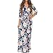 Women Elegant V Neck Long Sleeve Beach Dress Evening Cocktail Party Maxi Long Wedding Dress