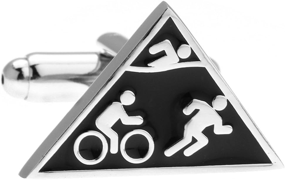 Men's Executive Cufflinks Triathlon Athlete Triangle Sport Run Swim Bike Cuff Links