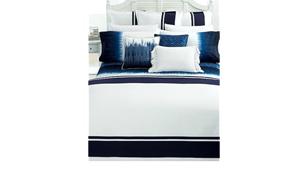Amazon Com Ralph Lauren Indigo Modern Stripe White Blue Twin