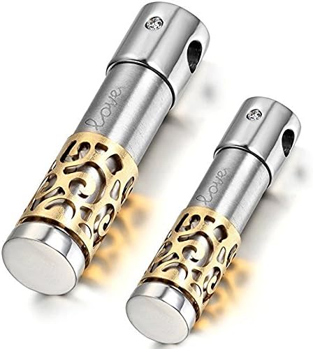 2 Pcs His And Hers Matching Set Stainless Steel Essential Oil Diffuser Necklace,Ball Chain