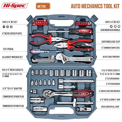 HiSpec Tools 67Pc Metric Auto Mechanic Tool Set, Motorcycle & Car Tool