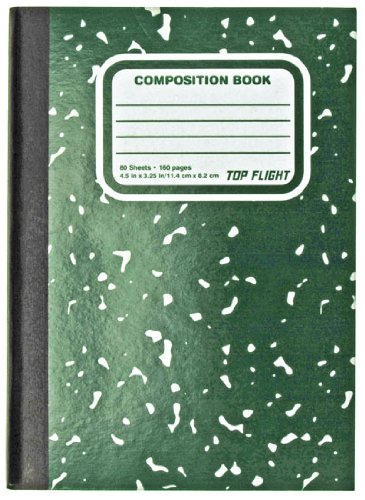 Top Flight Mini-Marble Composition Book, 80 Sheets, Narrow Rule, 4.5 x 3.25 Inches, 1 Book, Cover Color May Vary (41354)