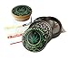 Leaf Design - Large size Sacred Geometry Stash Box with Latch, Grinder & Pop Top Glass Jar Package & Free Accessories Item# LBCS020818-1