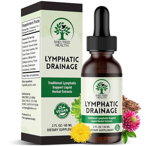 SHELTREE HEALTH Lymphatic Drainage Drops, 2 Fl. Oz | Organic Lymphatic Drainage Supplements with Cleavers, Red Clover Flower, Stillingia Root, Prickly Ash Bark, Dandelion | Vegan | Non-GMO