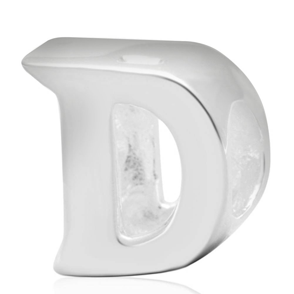 Alphabet Charms 925 Sterling Silver Beads Letter Initial D Charm Anniversary Charm Words Charm fits Pandora Charms Bracelet (D)