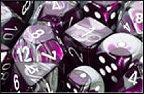 Chessex GeminiT Polyhedral 7-Die Set, Purple/Steel/White
