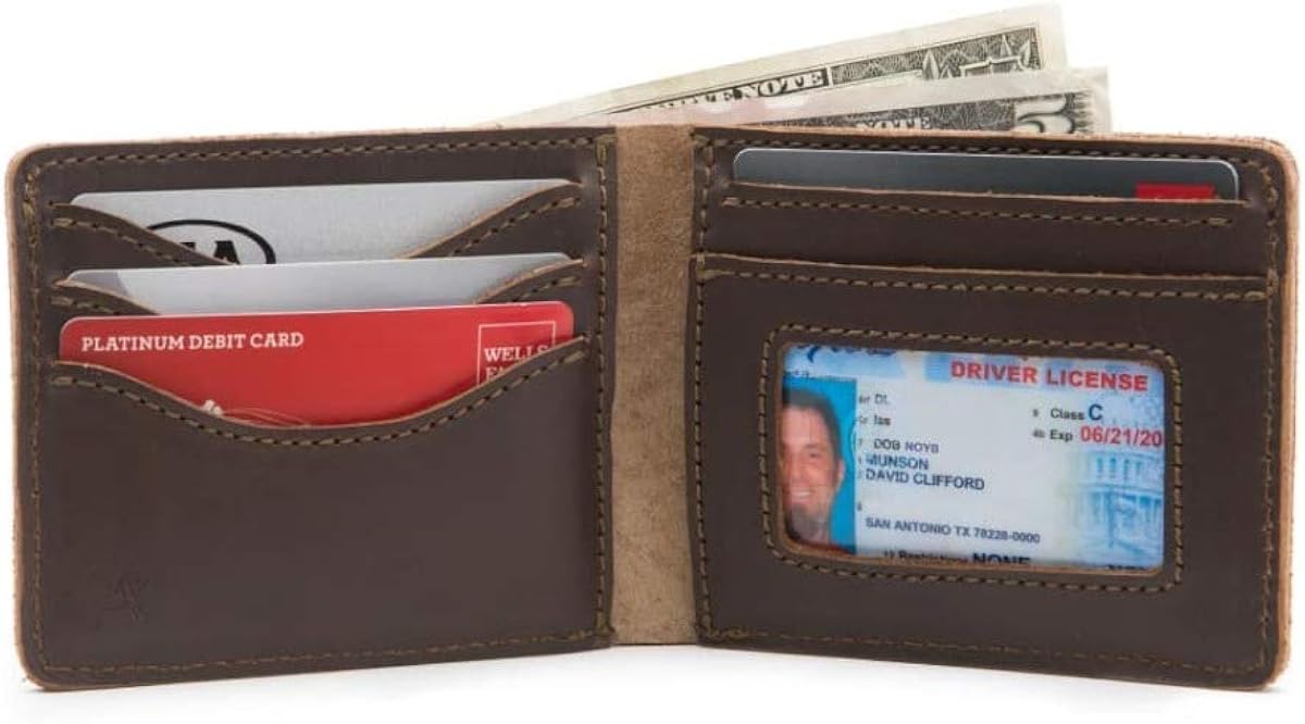 Saddleback Leather Co. Medium Full Grain Leather Bifold ID Window Wallet for Men Includes 100