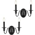KMaiPem Farmhouse Wall Sconce 2 Pack, Black Wall Sconces Set of Two, Industrial Candle Sconces Wall Lighting, Classic Wall Light Fixtures Indoor for Bedroom Stairs Hallway Living Room Entryway